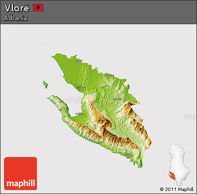 Physical 3D Map of Vlorë, cropped outside