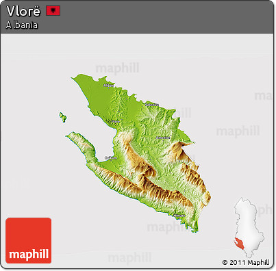 Physical 3D Map of Vlorë, cropped outside