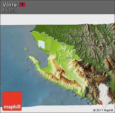 Physical 3D Map of Vlorë, darken