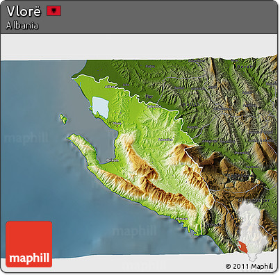 Physical 3D Map of Vlorë, darken