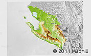 Physical 3D Map of Vlorë, lighten, desaturated