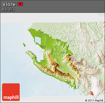 Physical 3D Map of Vlorë, lighten