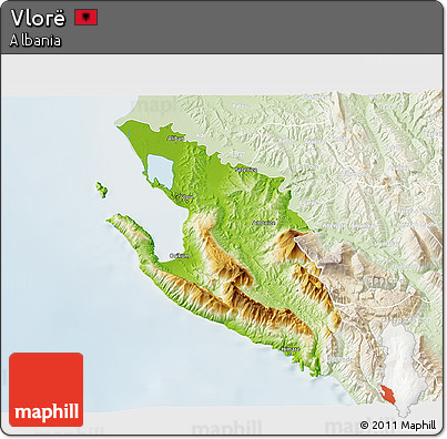 Physical 3D Map of Vlorë, lighten