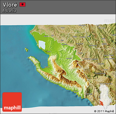 Physical 3D Map of Vlorë, satellite outside