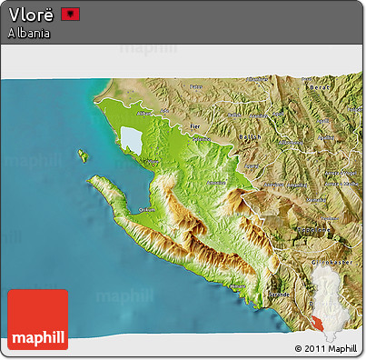 Physical 3D Map of Vlorë, satellite outside