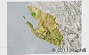 Satellite 3D Map of Vlorë, lighten, semi-desaturated