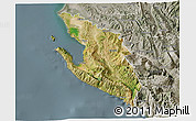 Satellite 3D Map of Vlorë, semi-desaturated