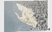 Shaded Relief 3D Map of Vlorë, darken, semi-desaturated
