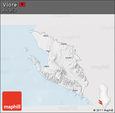 Silver Style 3D Map of Vlorë, single color outside