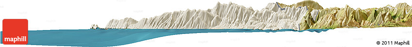 Shaded Relief Horizon Map of Vlorë, satellite outside