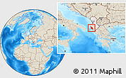 Shaded Relief Location Map of Vlorë, highlighted country