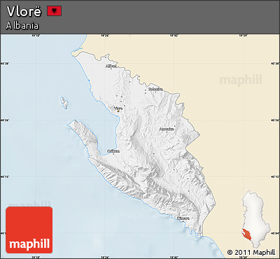 Classic Style Map of Vlorë, single color outside