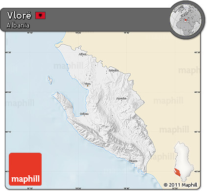Classic Style Map of Vlorë, single color outside
