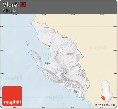 Classic Style Map of Vlorë, single color outside