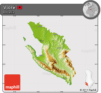 Physical Map of Vlorë, cropped outside