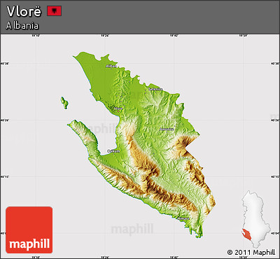 Physical Map of Vlorë, cropped outside