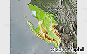 Physical Map of Vlorë, darken, semi-desaturated