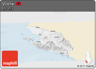 Classic Style Panoramic Map of Vlorë, single color outside