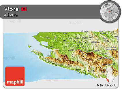 Physical Panoramic Map of Vlorë