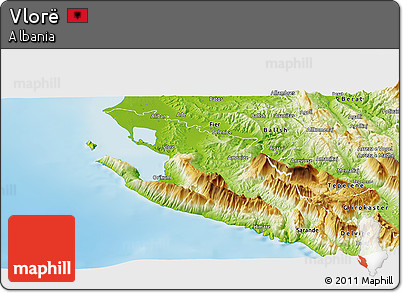 Physical Panoramic Map of Vlorë