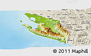 Physical Panoramic Map of Vlorë, shaded relief outside