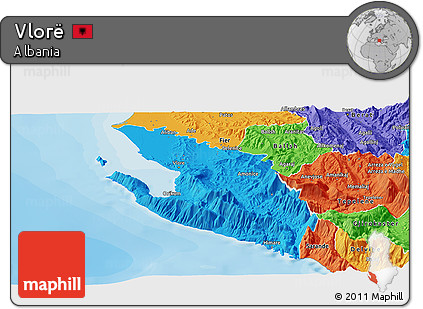 Political Panoramic Map of Vlorë