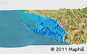 Political Panoramic Map of Vlorë, satellite outside