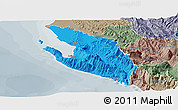 Political Panoramic Map of Vlorë, semi-desaturated