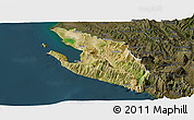 Satellite Panoramic Map of Vlorë, darken