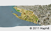 Satellite Panoramic Map of Vlorë, semi-desaturated