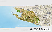 Satellite Panoramic Map of Vlorë, shaded relief outside