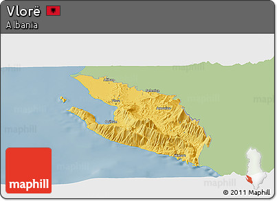 Savanna Style Panoramic Map of Vlorë, single color outside