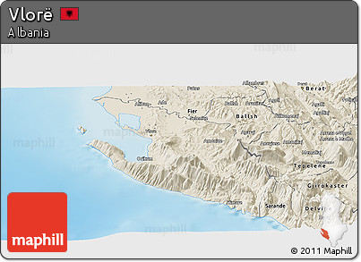 Shaded Relief Panoramic Map of Vlorë