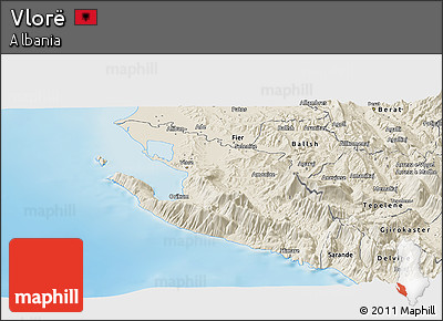 Shaded Relief Panoramic Map of Vlorë