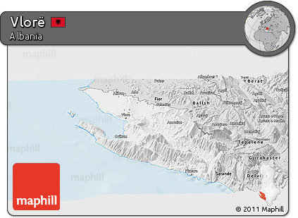 Silver Style Panoramic Map of Vlorë