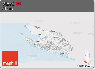 Silver Style Panoramic Map of Vlorë, single color outside