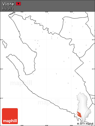 Blank Simple Map of Vlorë, no labels