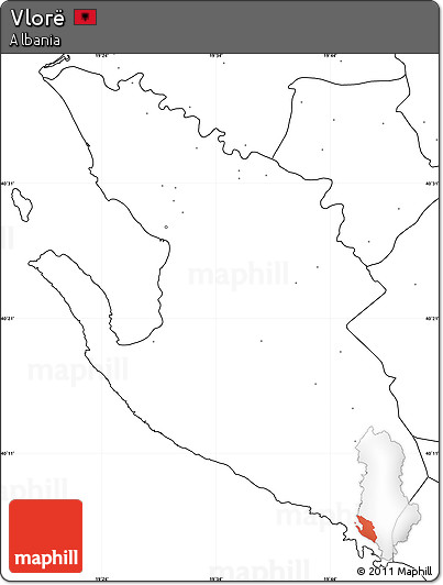 Blank Simple Map of Vlorë, no labels