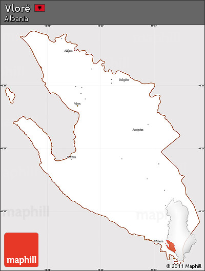 Classic Style Simple Map of Vlorë, cropped outside