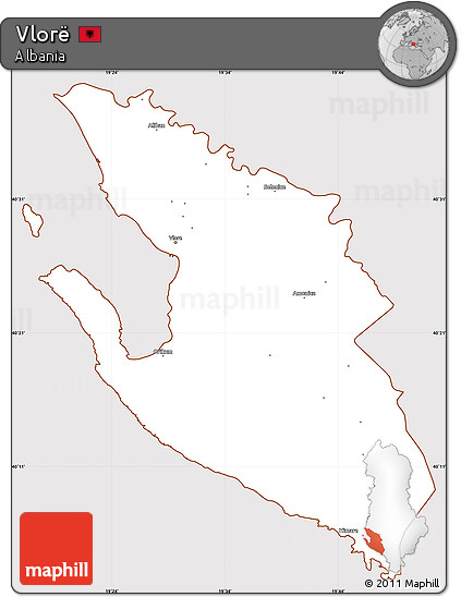 Classic Style Simple Map of Vlorë, cropped outside