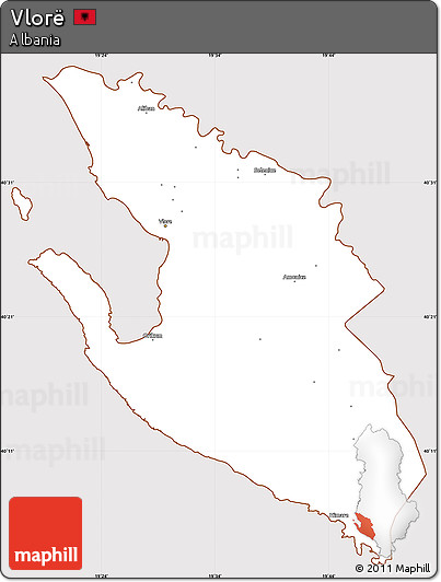 Classic Style Simple Map of Vlorë, cropped outside