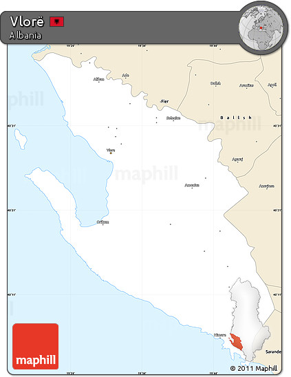 Classic Style Simple Map of Vlorë