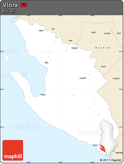 Classic Style Simple Map of Vlorë