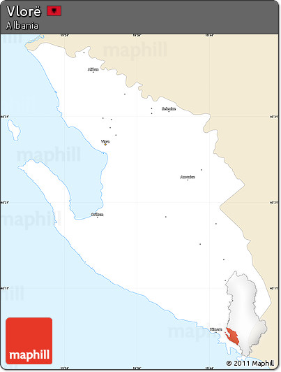 Classic Style Simple Map of Vlorë, single color outside