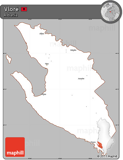 Gray Simple Map of Vlorë, cropped outside
