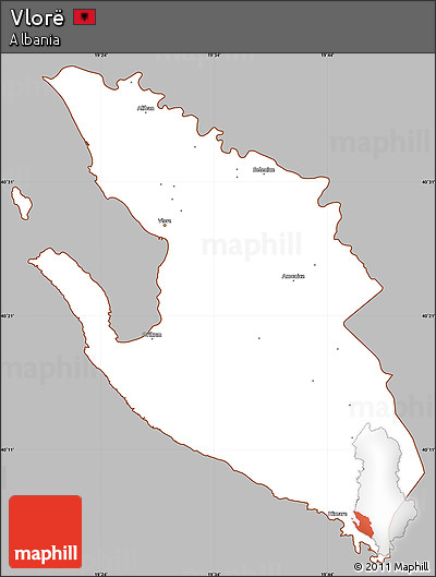 Gray Simple Map of Vlorë, cropped outside