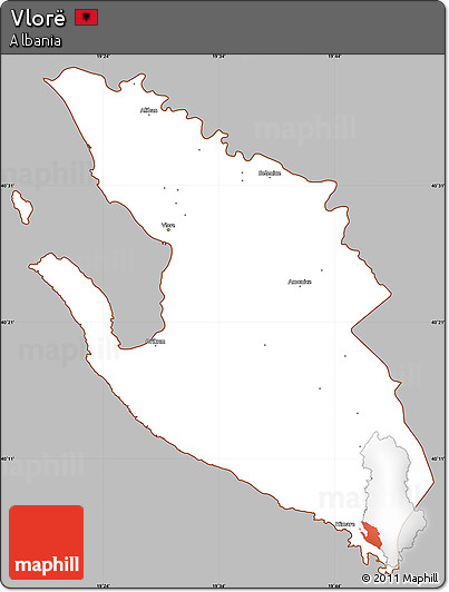 Gray Simple Map of Vlorë, cropped outside