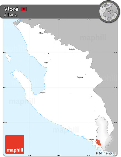 Gray Simple Map of Vlorë, single color outside