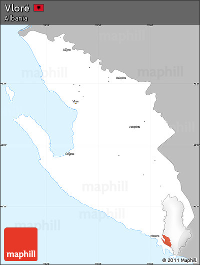 Gray Simple Map of Vlorë, single color outside