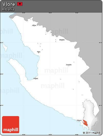 Gray Simple Map of Vlorë, single color outside
